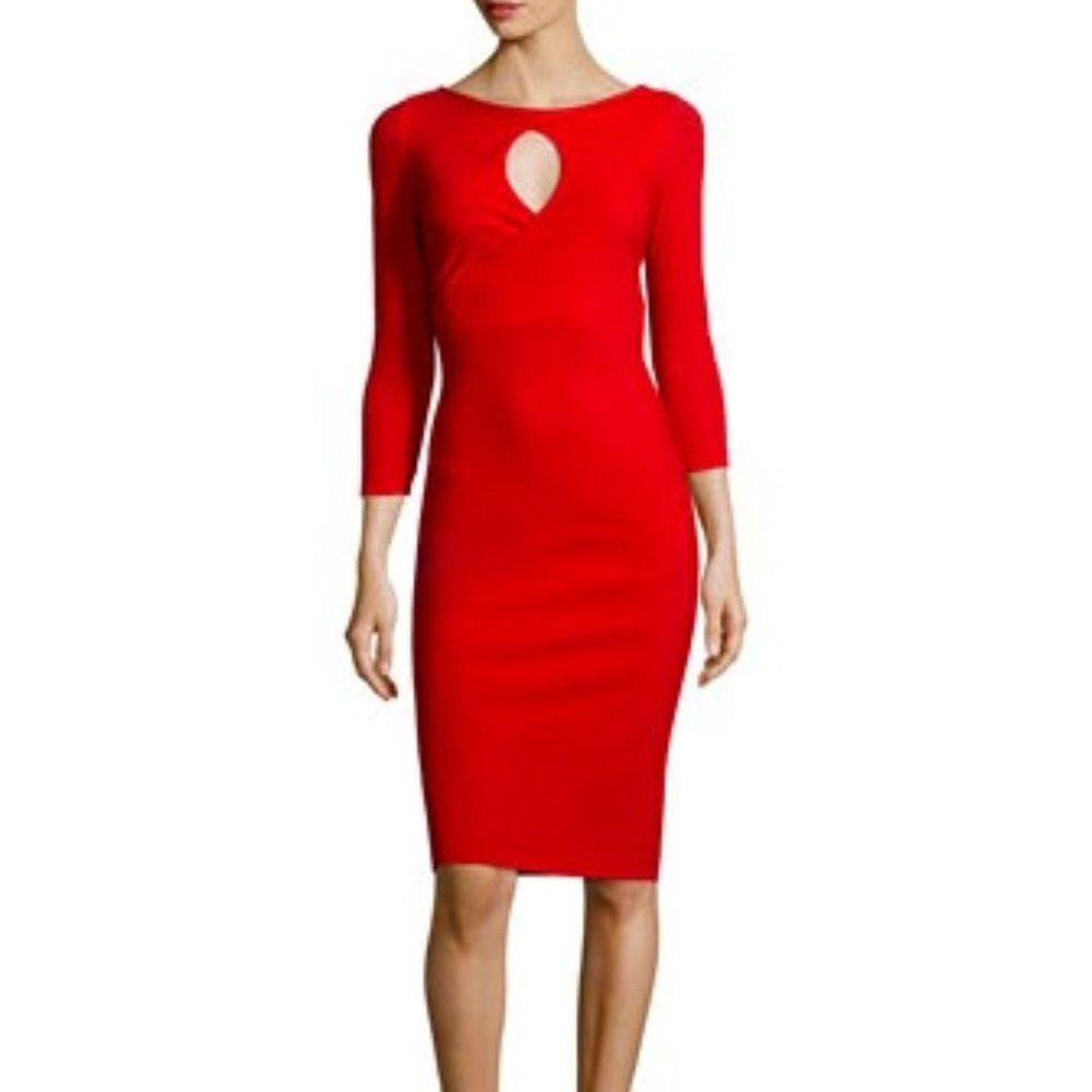 La Petite Robe di Chiara Boni Tyra 3/4-Sleeve Keyhole Cocktail Dress, size 42